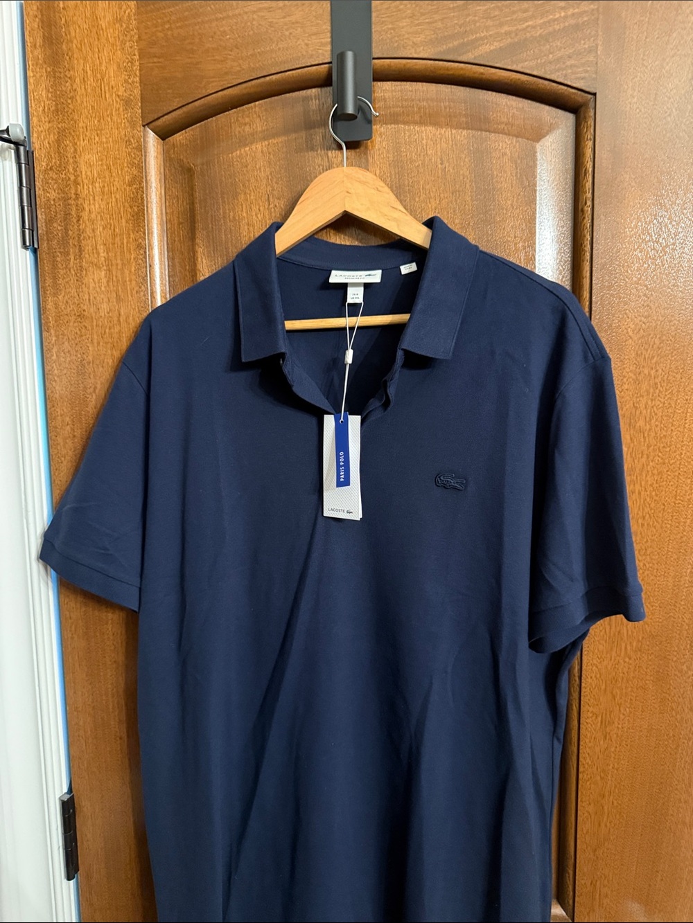 Lacoste Men’s Navy Blue Polo with Embroidered Croc